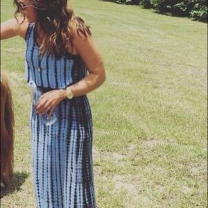 Blue tie dyed maxi dress